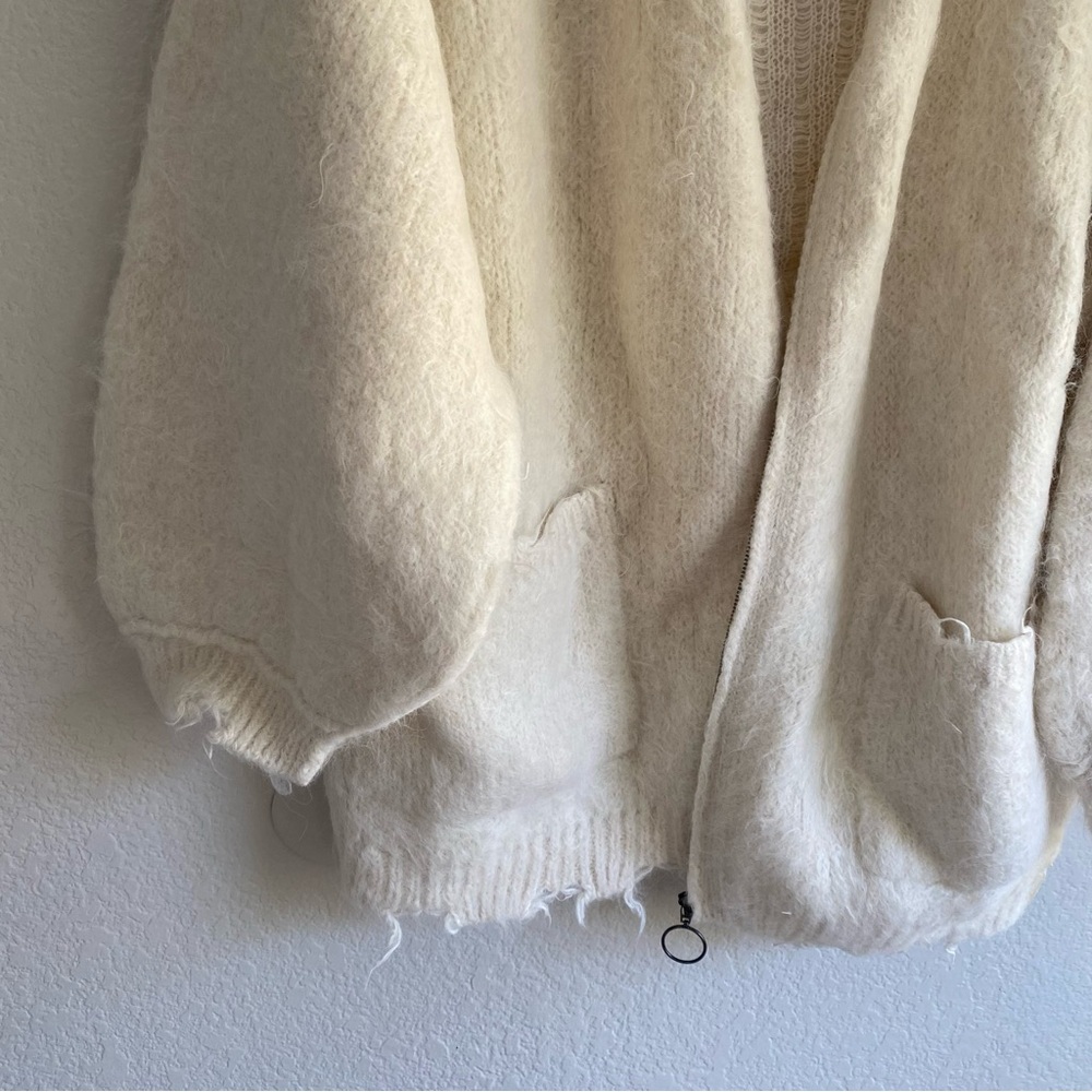 Free People Cream Oversized Fuzzy Zip Teddy Jacket - Picture 8 of 16